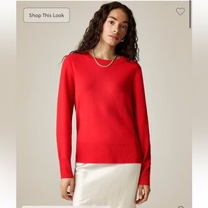 J.Crew 100% Cashmere Classic Fit Crewneck Sweater in Bright Poppy XS *Mended NWT